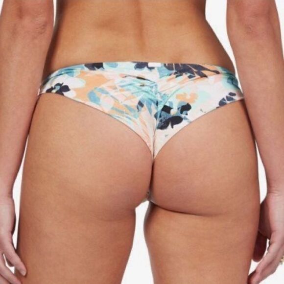 Roxy Printed Beach Classics Brown Blue Mini Bikini Bottom Size XL - Picture 2 of 6